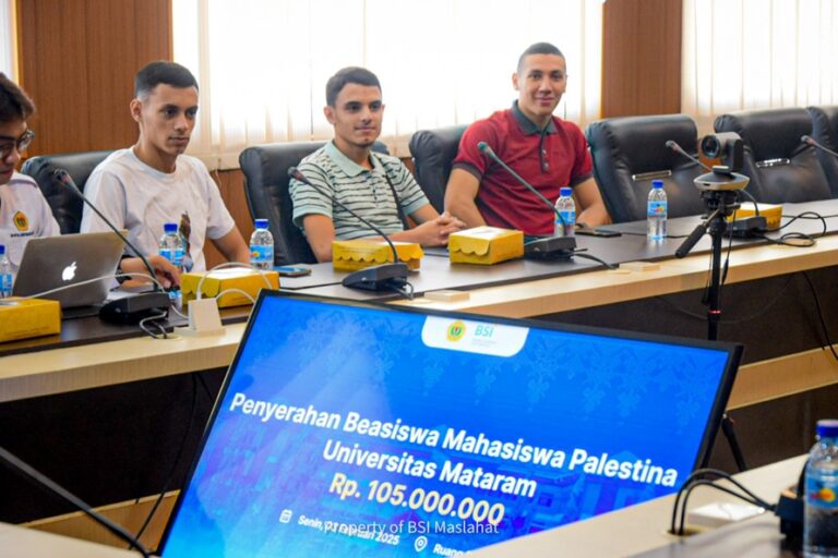 BSI Maslahat Berikan Beasiswa untuk Mahasiswa Palestina di Universitas Mataram